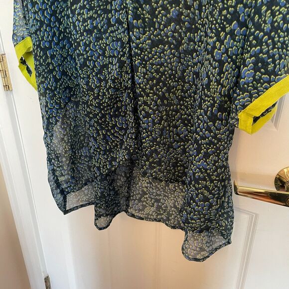 Free People Sleepin In Printed Shirt S Blue Kimono Cover Up Sheer Boho Relaxed - Picture 9 of 9